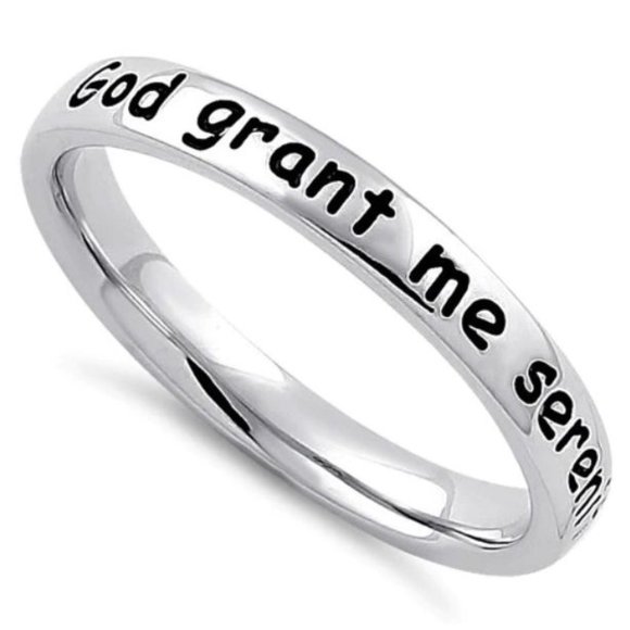 925 STERLING SILVER Serenity Prayer Inspirational Band Ring - Picture 1 of 14